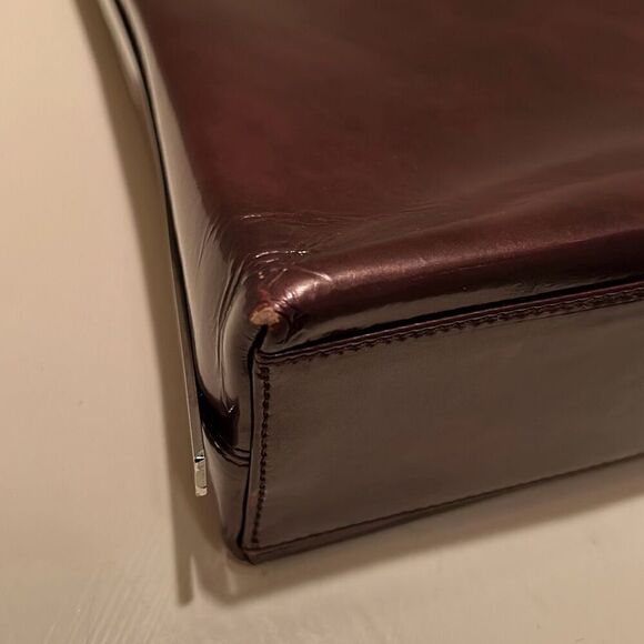 Salvatore Ferragamo Structured Shoulder Bag Shiny Brown Classic Minimalist - Picture 6 of 14